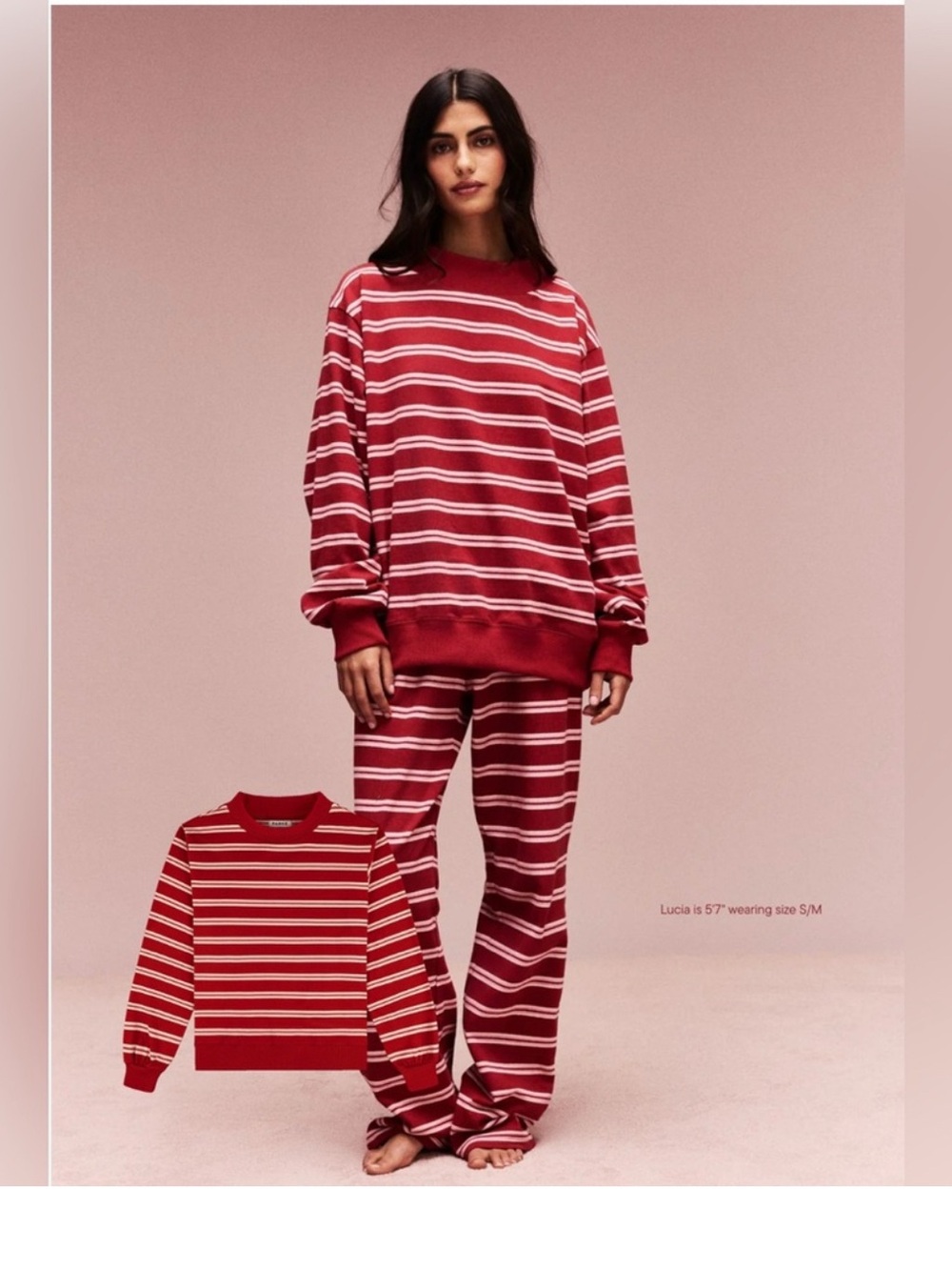 Red & White Striped Cozy Sweater Set